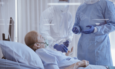 A woman with coronavirus receiving care in the ICU