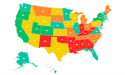 BUSPH Sharecare Community Wellness Index state rankings