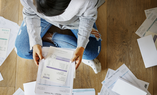 Woman managing the debt