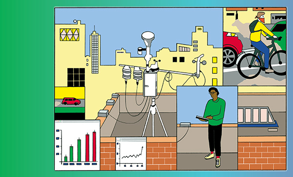 Cartoon depicting urban climate science and health