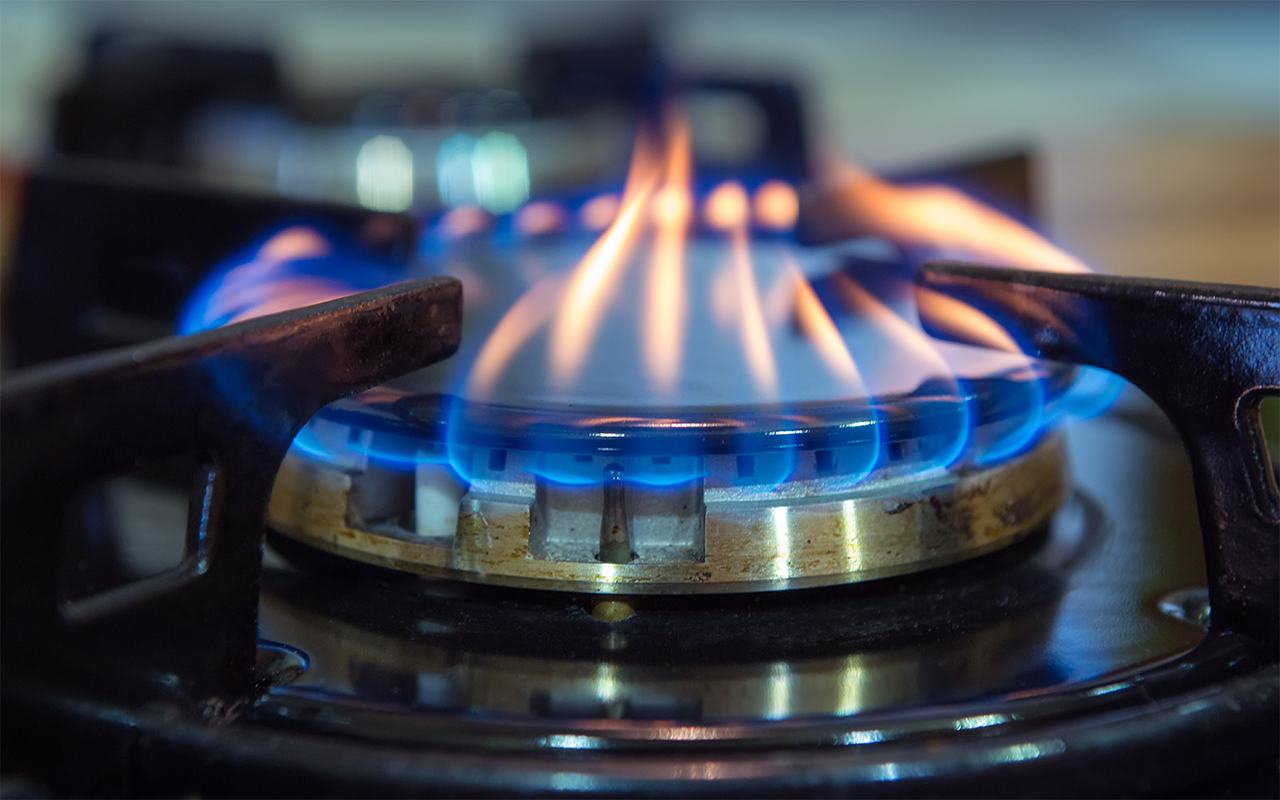 Flame from a gas stove