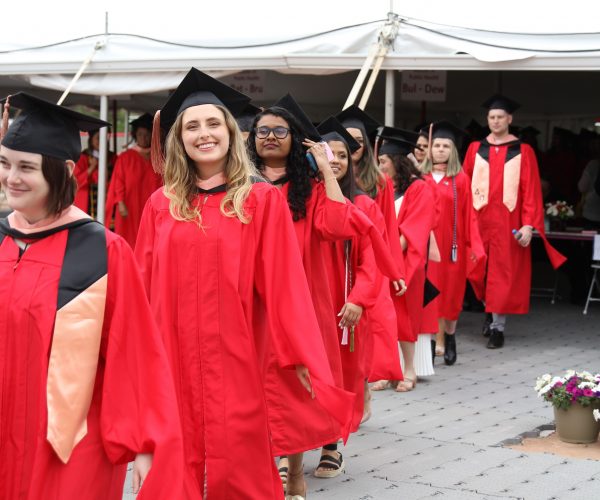 Students walking at graduation