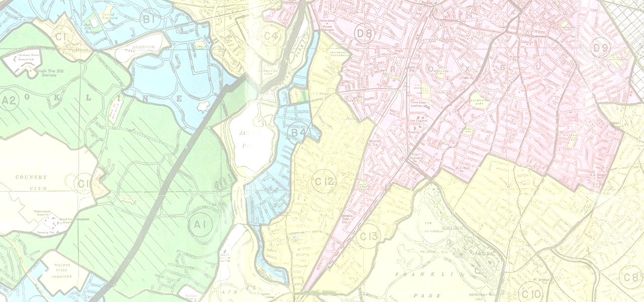 Boston area map of historical redlining