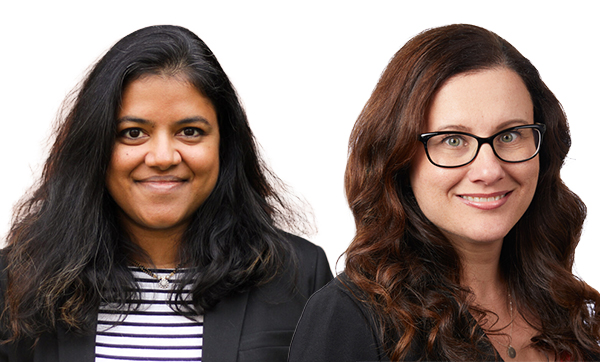 Side-by-side headshots of Amruta Nori-Sarma and Jaimie Gradus