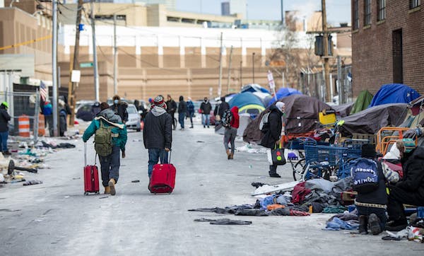 The tent encampment on Atkinson Street, outside of the Southampton Street Shelter at Mass and Cass