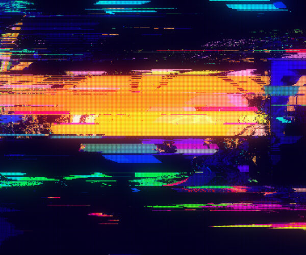 Colorful Abstract Digital and Pixelated Design Pixel Indicating Video Damage