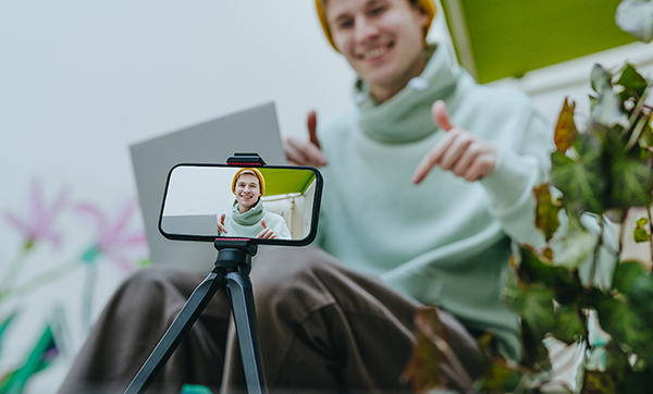 Man filming himself on a phone