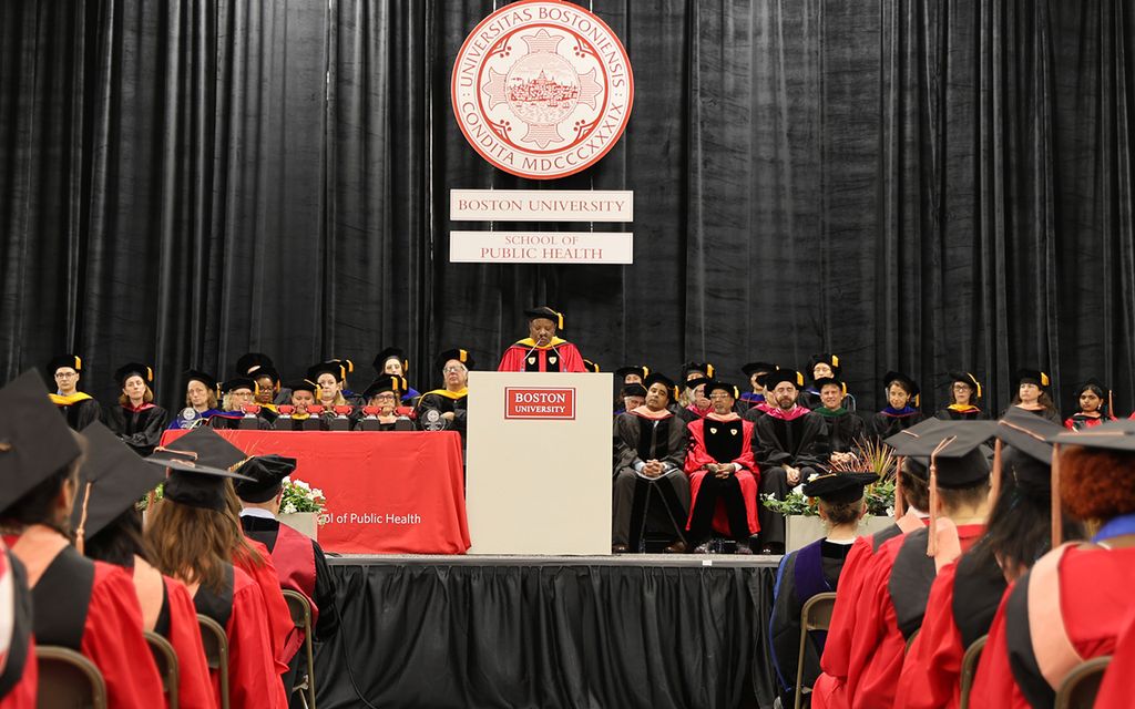 Associate Dean Yvette Cozier addresses the audience at convocation