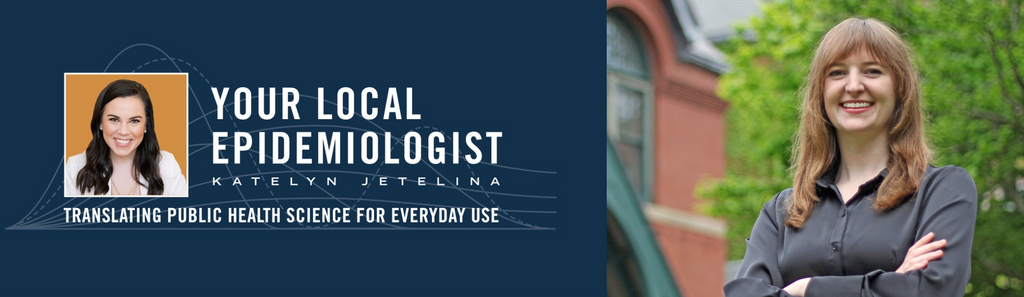 Your Local Epidemiologist cover art and a headshot of Charlotte Greenhill