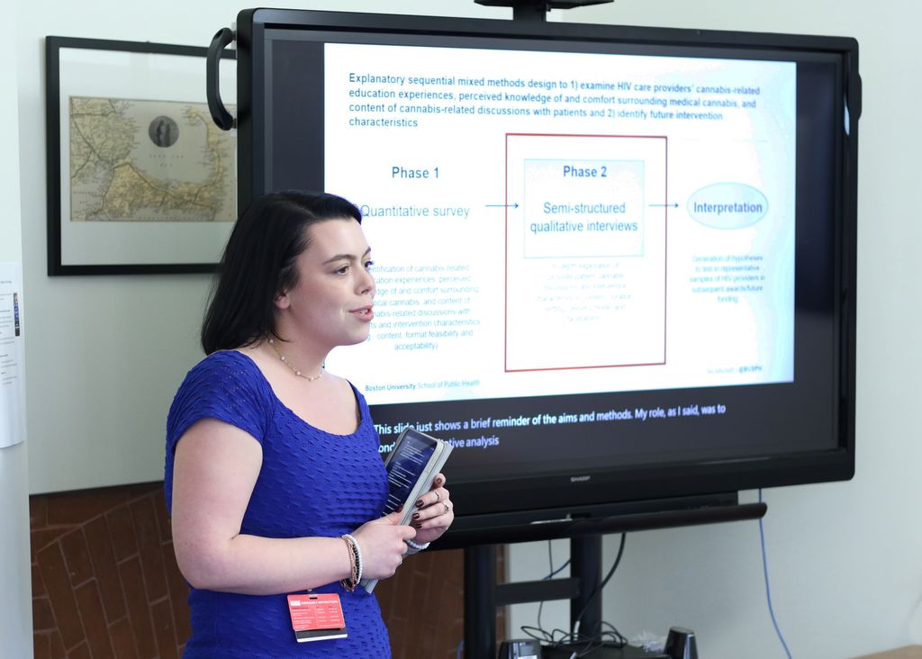 Martine Geary-Souza, a former student fellow with SPH's Center for Trauma and Mental Health, discusses the phases of her team's research on provider interactions with patients around cannabis use.