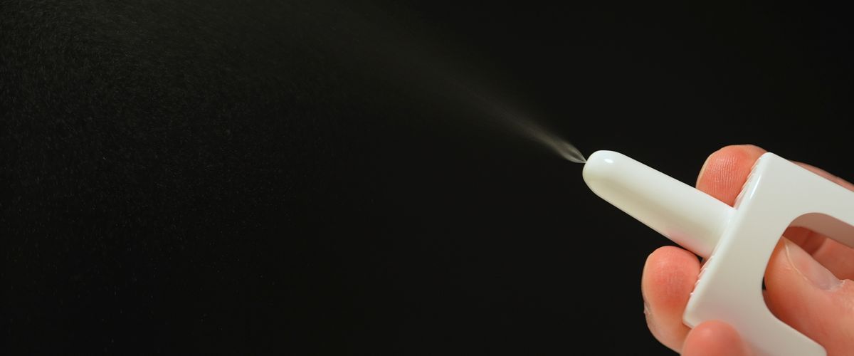 NALOXONE nasal spray from the emergency bag, contain medication used in recovery of Opioid drugs overdose. Nasal medications drugs from overdose kit.