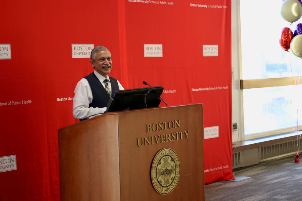 Dean Hyder addresses am audience of faculty, staff, and students at his welcome reception.