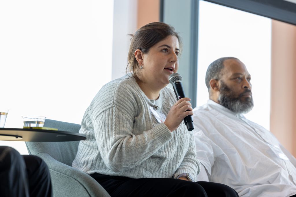 Barbara Espinosa Barrera (SPH'23), environmental justice & health equity organizer at GreenRoots speaks during the inaugural Media Innovation & Social Impact Summit on communicating climate. PHOTO: DEREK PALMER