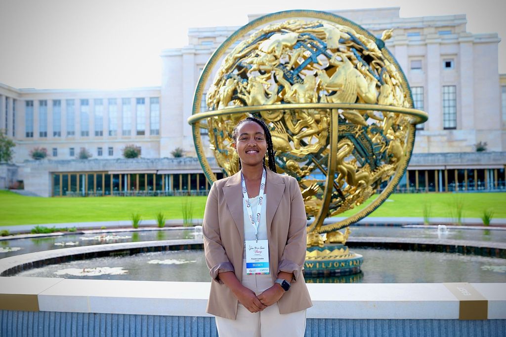 Feven Lencha at the United Nations in Geneva, Switzerland during the 2026 Global Youth Summit for Change. Photo courtesy of Feven Lencha.
