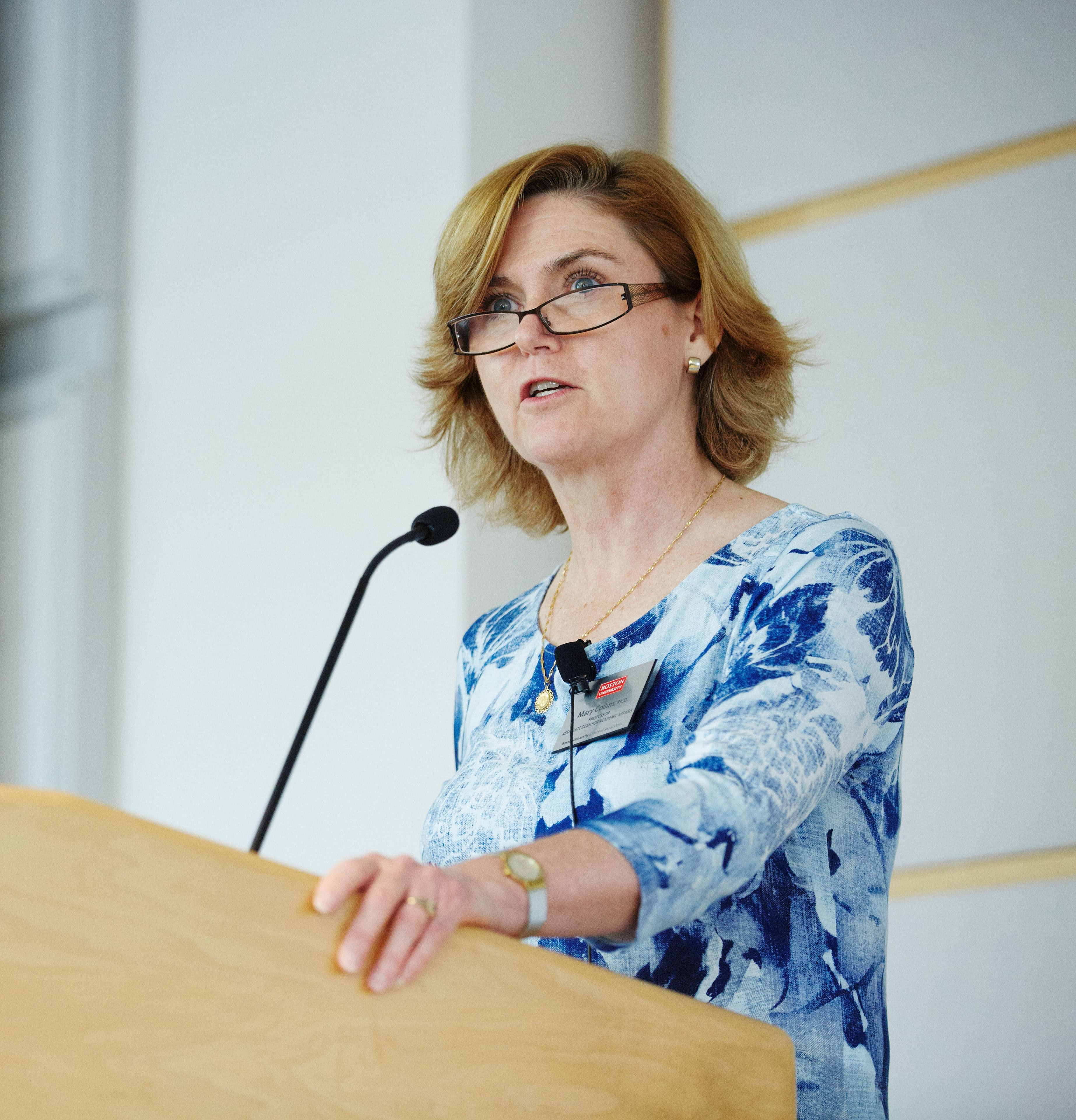  a faculty member speaks at podium 