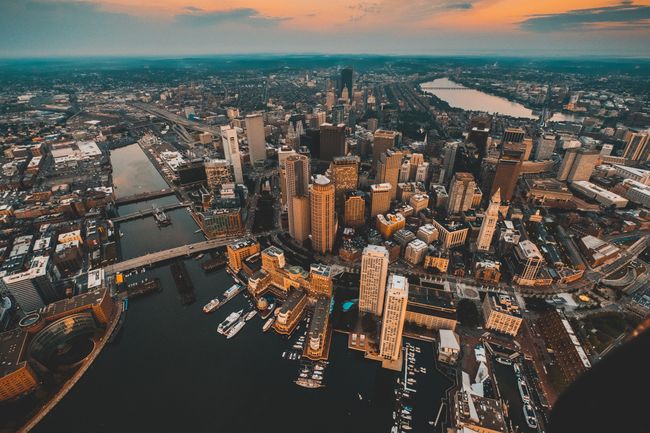 aerial shot of Boston