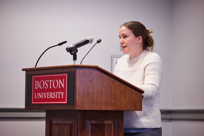Maya Milic-Strkalj (SSW’12) accepts the Hubie Jones Urban Service Award.