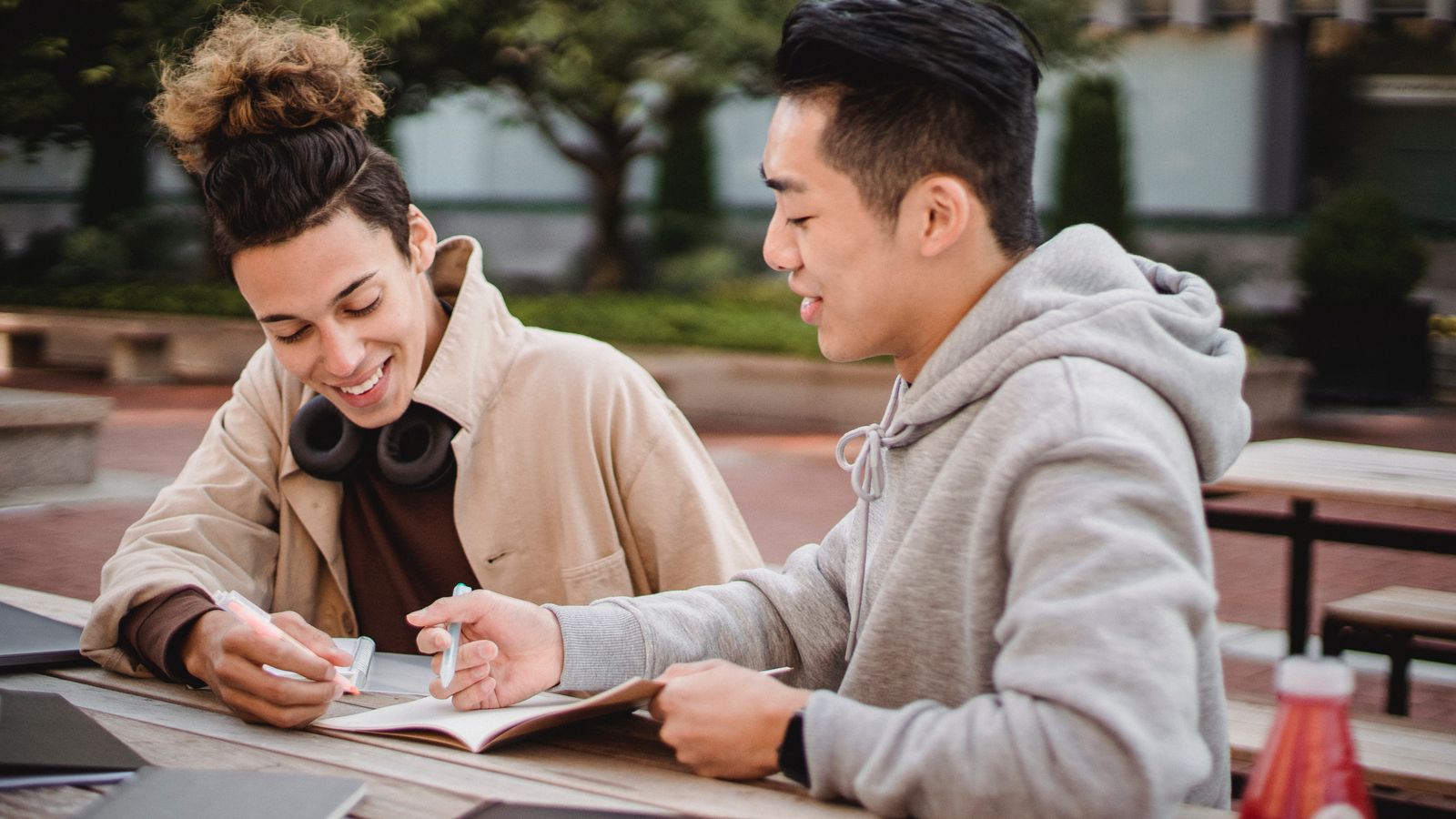 students working on homework together