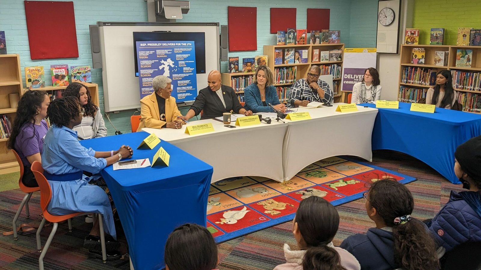 Big Sister Association roundtable with BUSSW Professor Renée Spencer and Rep. Ayanna Pressley