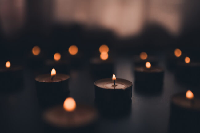 memorial candles burning