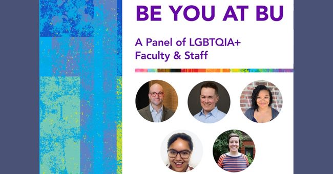 promotional poster for Be You at BU Pride Month panel
