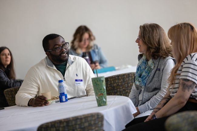 workshop attendees at table