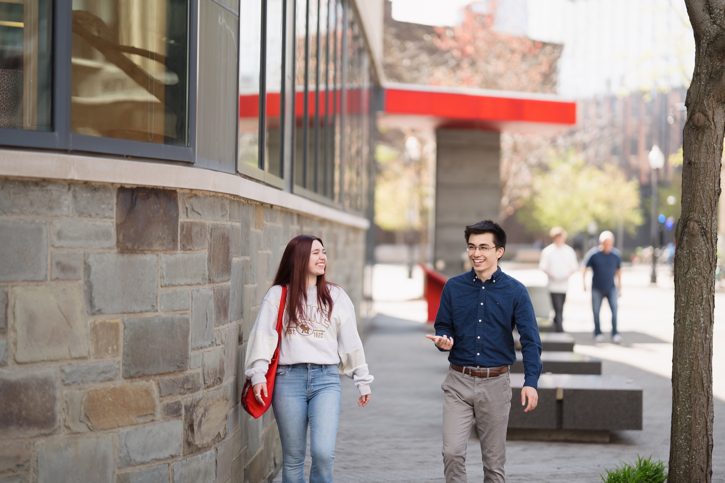 Students walking outside campus