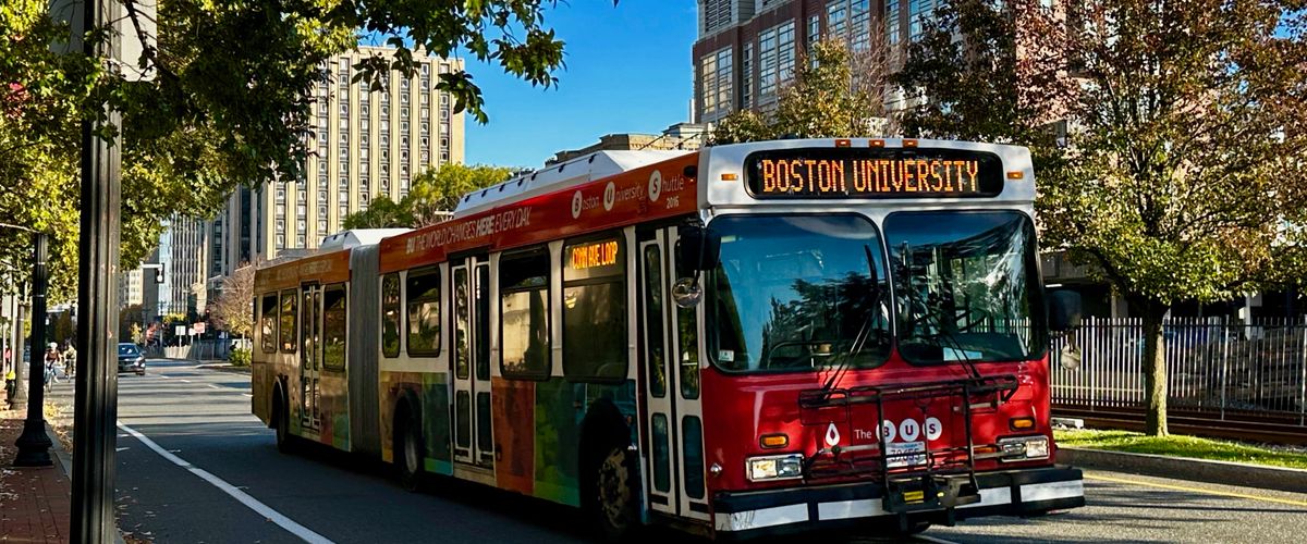 BU Bus on Comm Ave