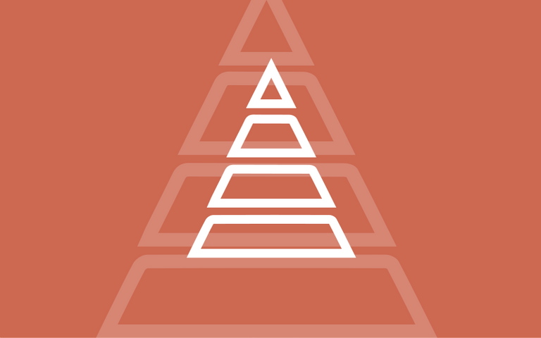 pyramid icon on rust orange background