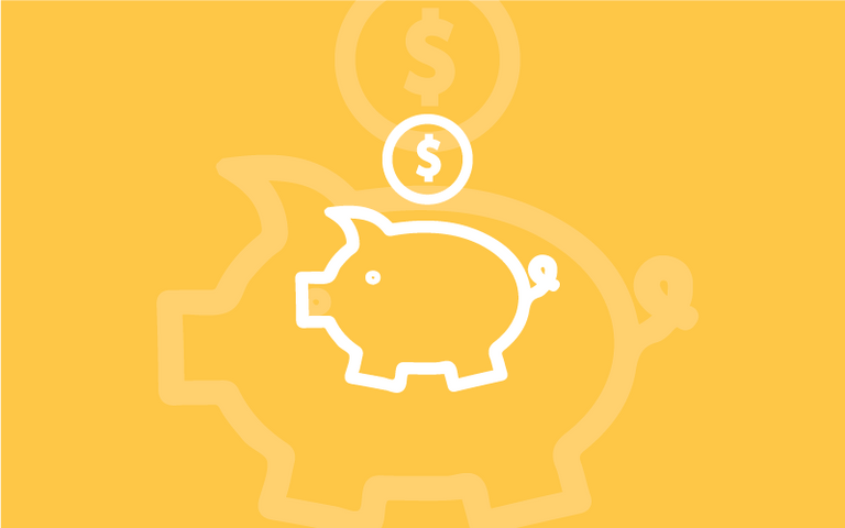 piggy bank icon on golden yellow background