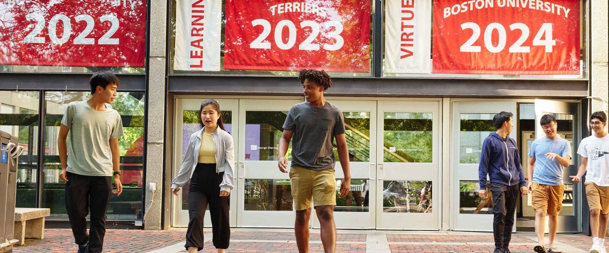 BU students in front of the George Sherman Union