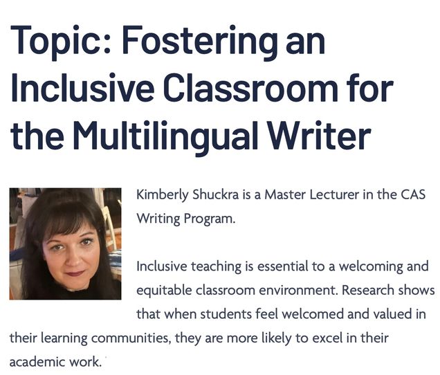 Link to a Lightning Talk video on "Fostering an Inclusive Classroom for the Multilingual Writer"