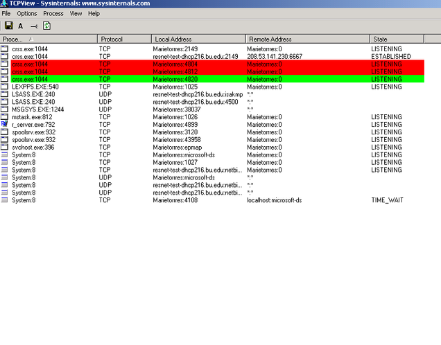 Example of TCPView