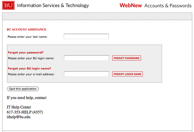 forgotten login password