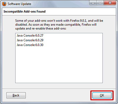 Firefox Add-ons Disabled screen
