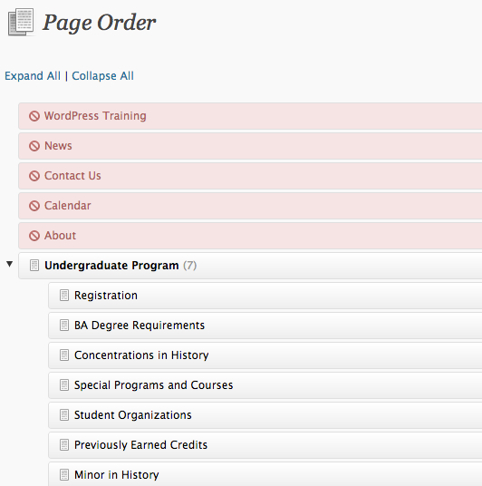 Section Editor with permission to edit “Undergraduate Program” section