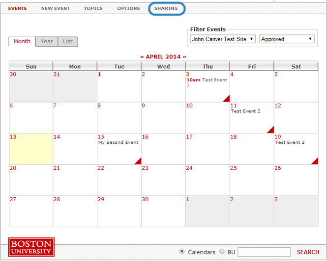 Using the BU Calendar application : TechWeb : Boston University