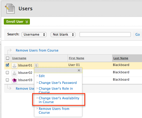Change User's Availability