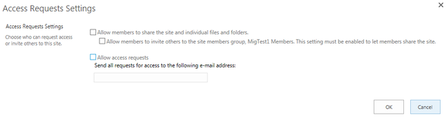 O365 Access Requests Settings