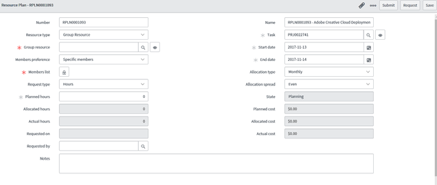 New resource request form