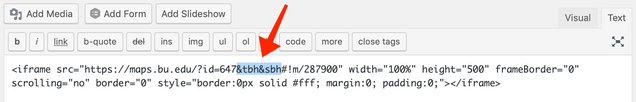 screen capture of HTML code with added code highlighted