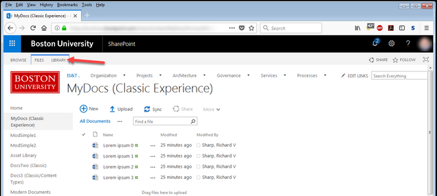 SharePoint Document Library - Classic Experience