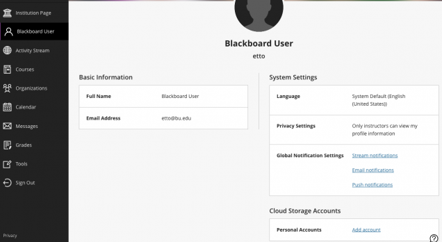 Cloud Storage to your Blackboard account