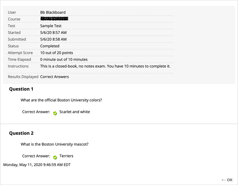 Testing in Blackboard Learn Tech Boston University