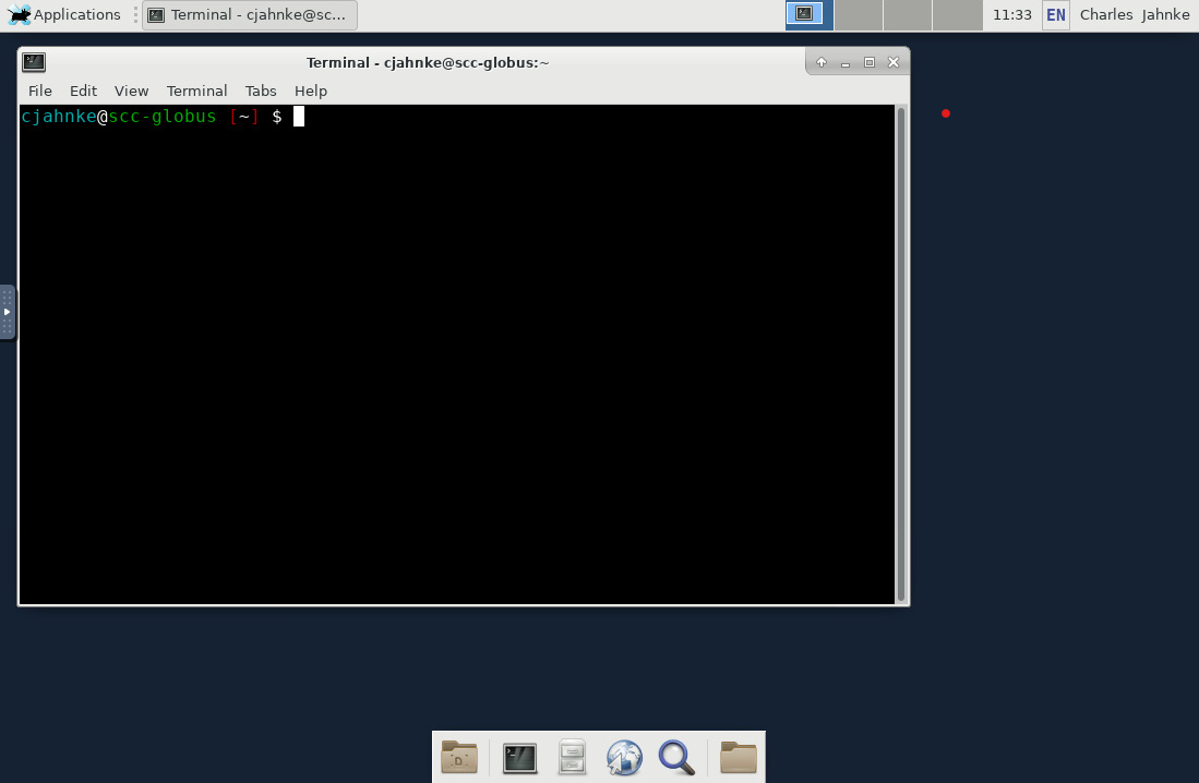 Black command-line terminal: open browsers, launch downloads via SCC-globus.bu.edu commands.