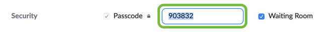Zoom meeting passcode field highlighted