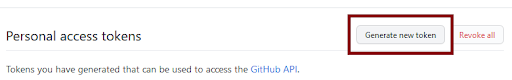 Click rectangle "Generate new token" button in top right of GitHub window.