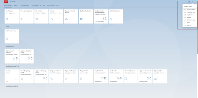 Launchpad User Profile Menu