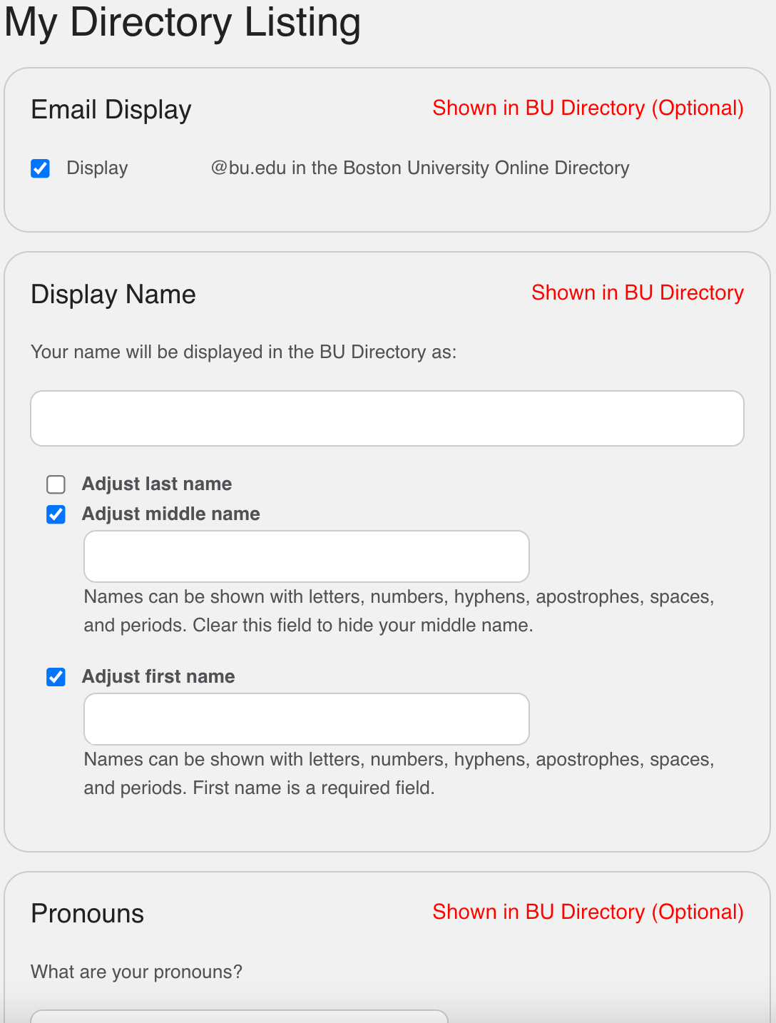 My Directory Listing Tech Boston University