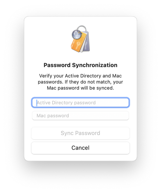 Screenshot of the extension's password synchronization prompt.